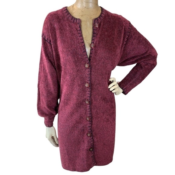 Roman Originals Longline Soft Cardigan Sweater Womens Sz L/XL Burgundy #252A - Picture 1 of 9